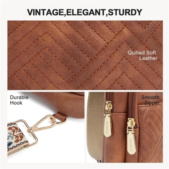 Sling Bag Quilted Crossbody Bags for Women Cross Body Purse Leather - Picture 5 of 7